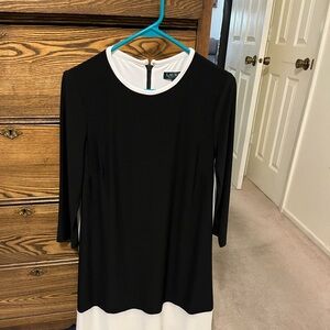 Lauren Ralph Lauren Women 3/4 L Sleeve Blk+White Jersey A-Line Dress Sz8 Used